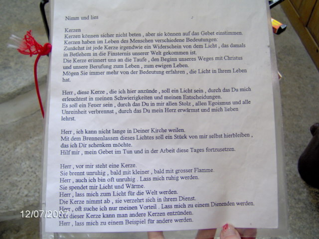 Gebet der Kerze